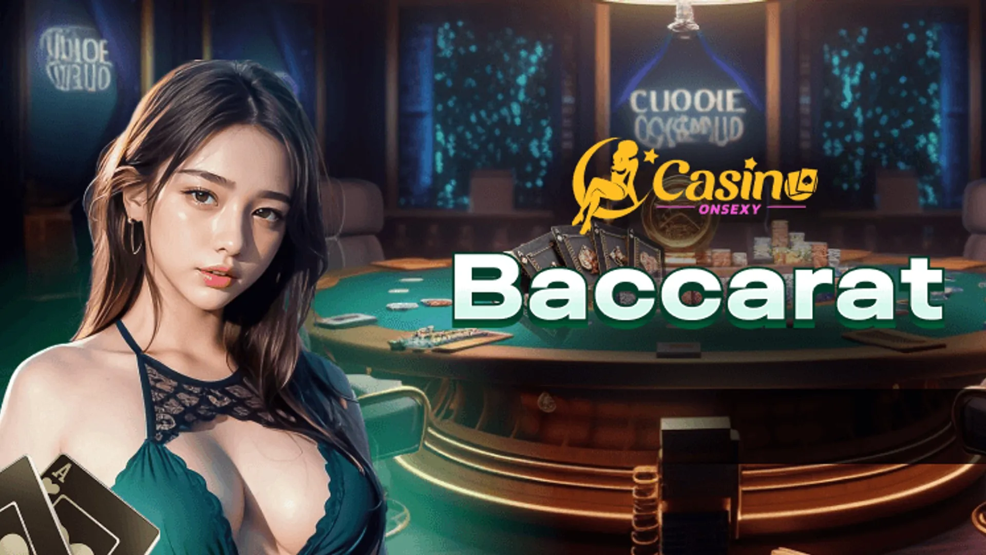 Bàn chơi Baccarat tại kuwin789 với những lá bài và chip cược